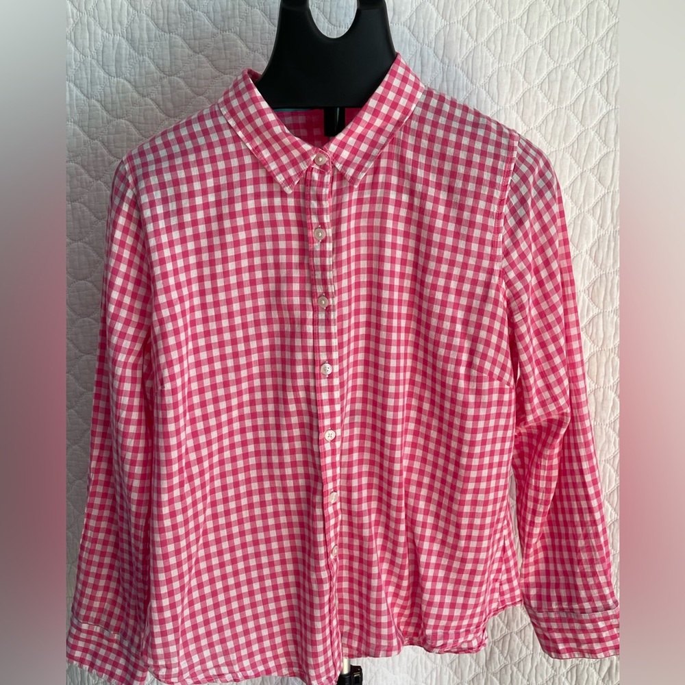 Size XL Hot pink check long sleeve button down shirt